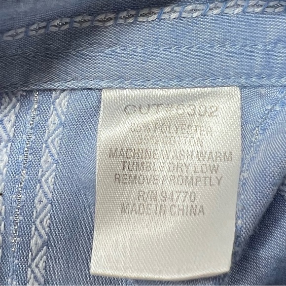 White Horse Light Blue Striped Western Pearlescent Button Long Sleeve Shirt L - Picture 8 of 10